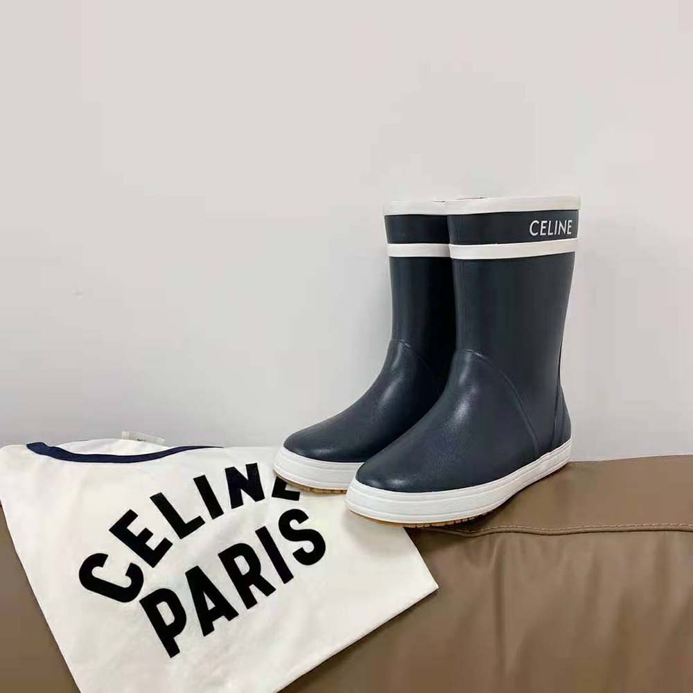 Celine Women Flat Half Boot Les Bottes DE Pont Celine in Natural Rubber-Navy - image 4