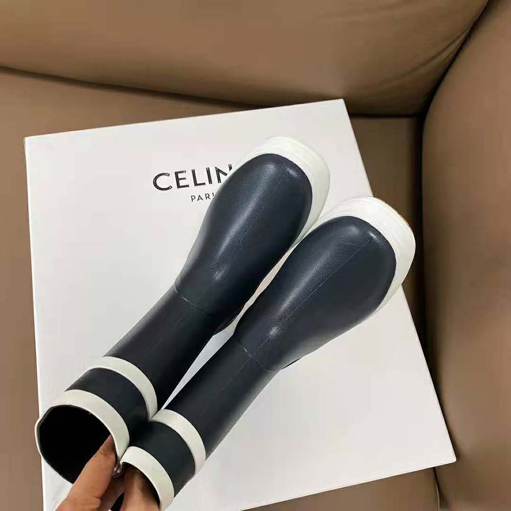 Celine Women Flat Half Boot Les Bottes DE Pont Celine in Natural Rubber-Navy - image 5