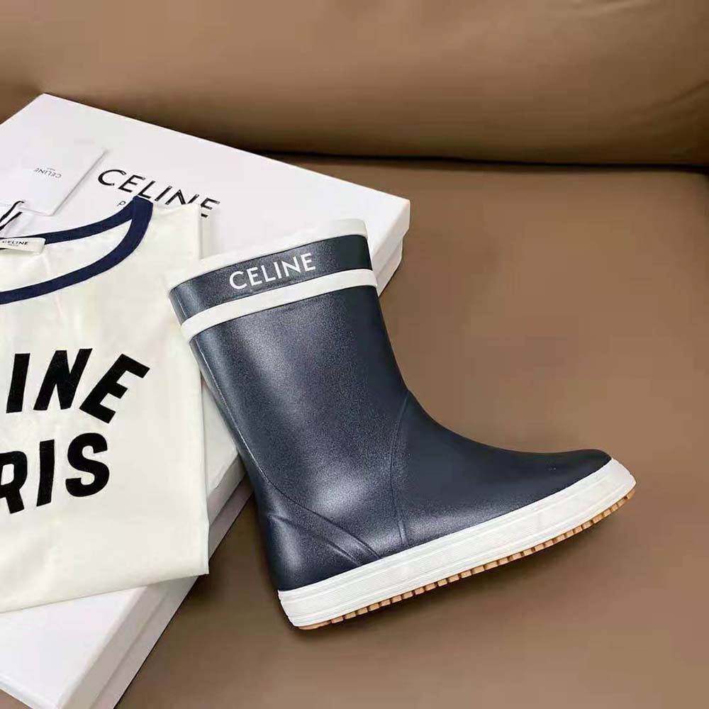 Celine Women Flat Half Boot Les Bottes DE Pont Celine in Natural Rubber-Navy - image 6