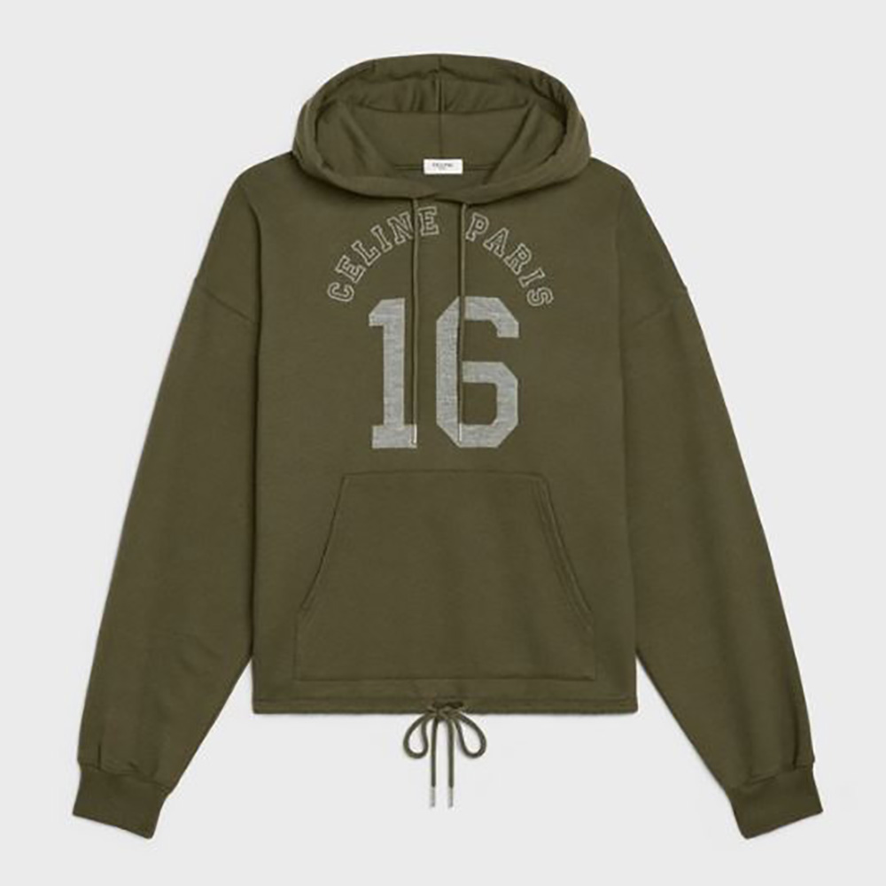 Front view of Celine Women Loose 16 Sweatshirt in green cotton and cashmere