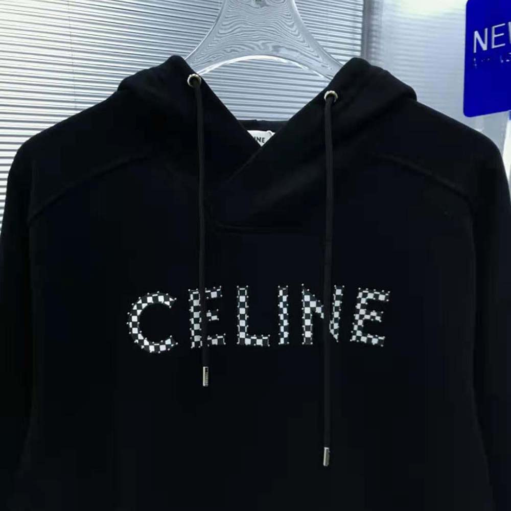 Celine Men Loose Sweatshirt in Cotton Fleece with Studs-Black - image 4