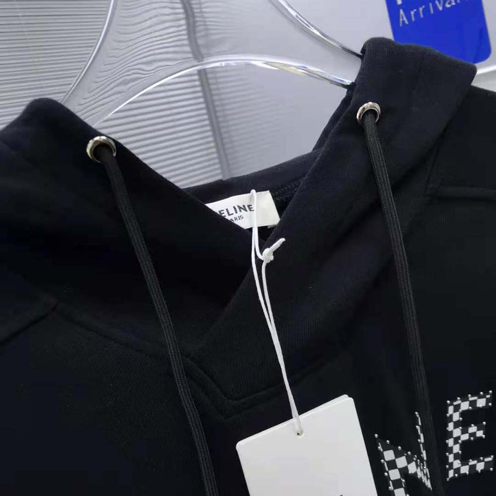 Celine Men Loose Sweatshirt in Cotton Fleece with Studs-Black - image 5