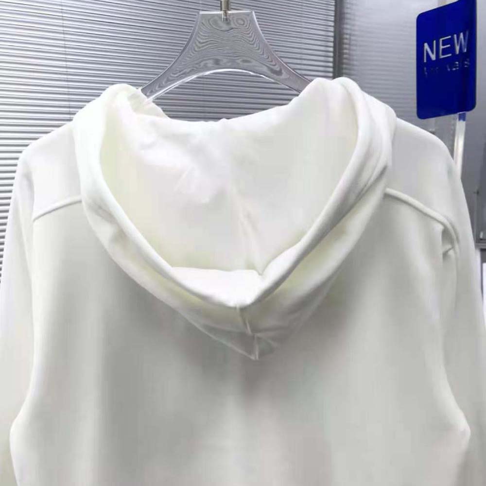 Celine Men Loose Sweatshirt in Cotton Fleece with Studs-White - image 6