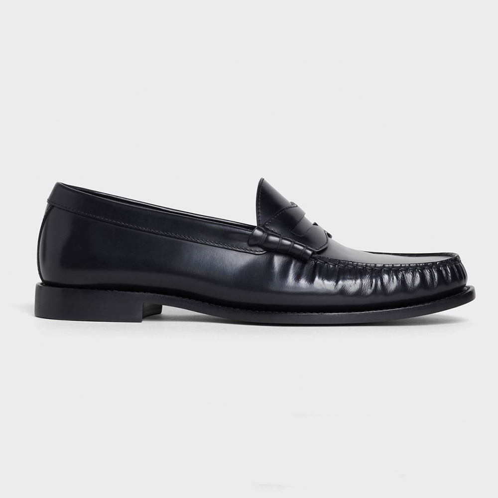 Side profile of Celine Women Luco Loafer in Polished Calfskin-Black