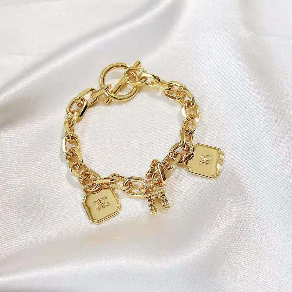 Celine Women Maillon Triomphe Charms Bracelet in Brass with Gold Finish - image 4