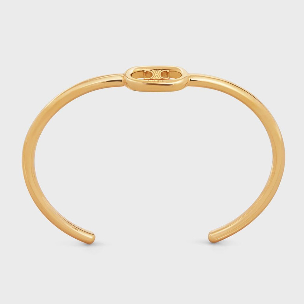 Front view of Celine Women Maillon Triomphe Thin Cuff gold finish