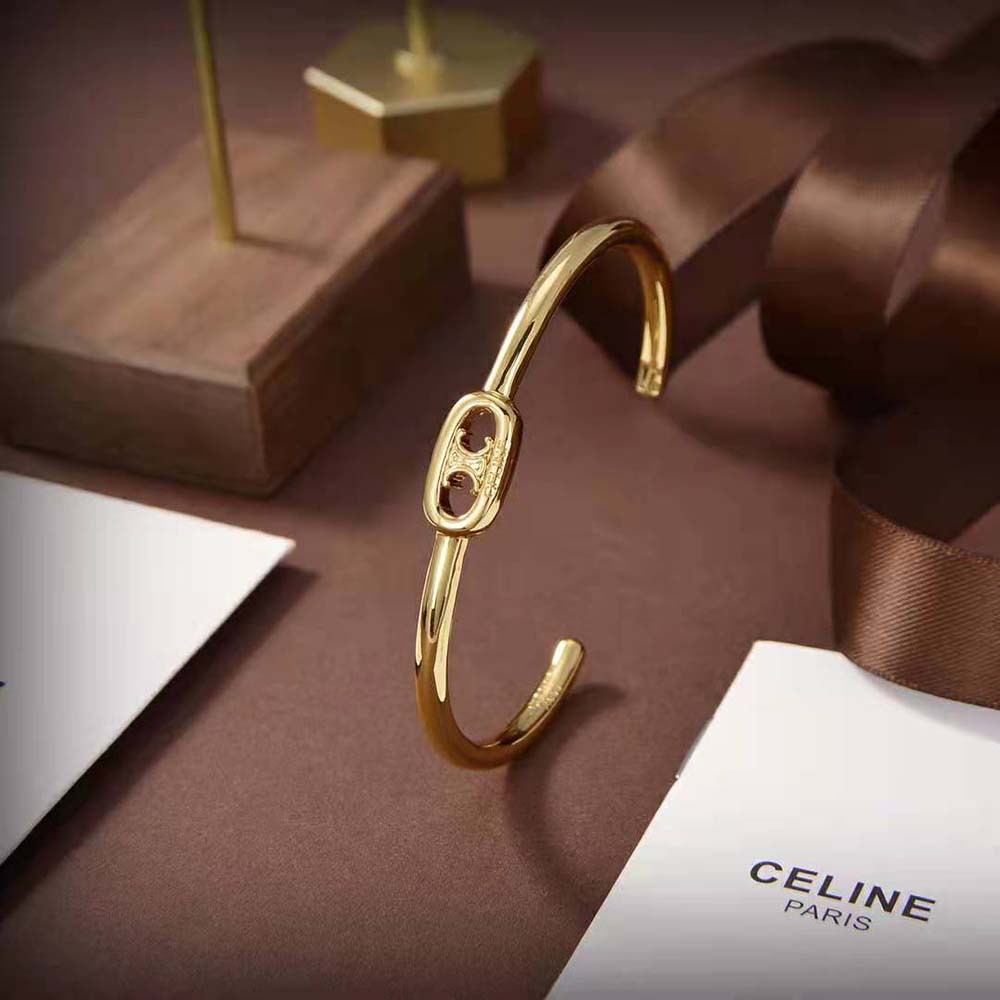 Celine Women Maillon Triomphe Thin Cuff in Brass with Gold Finish - image 5