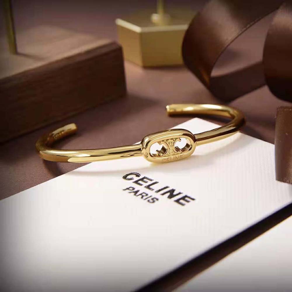 Celine Women Maillon Triomphe Thin Cuff in Brass with Gold Finish - image 4