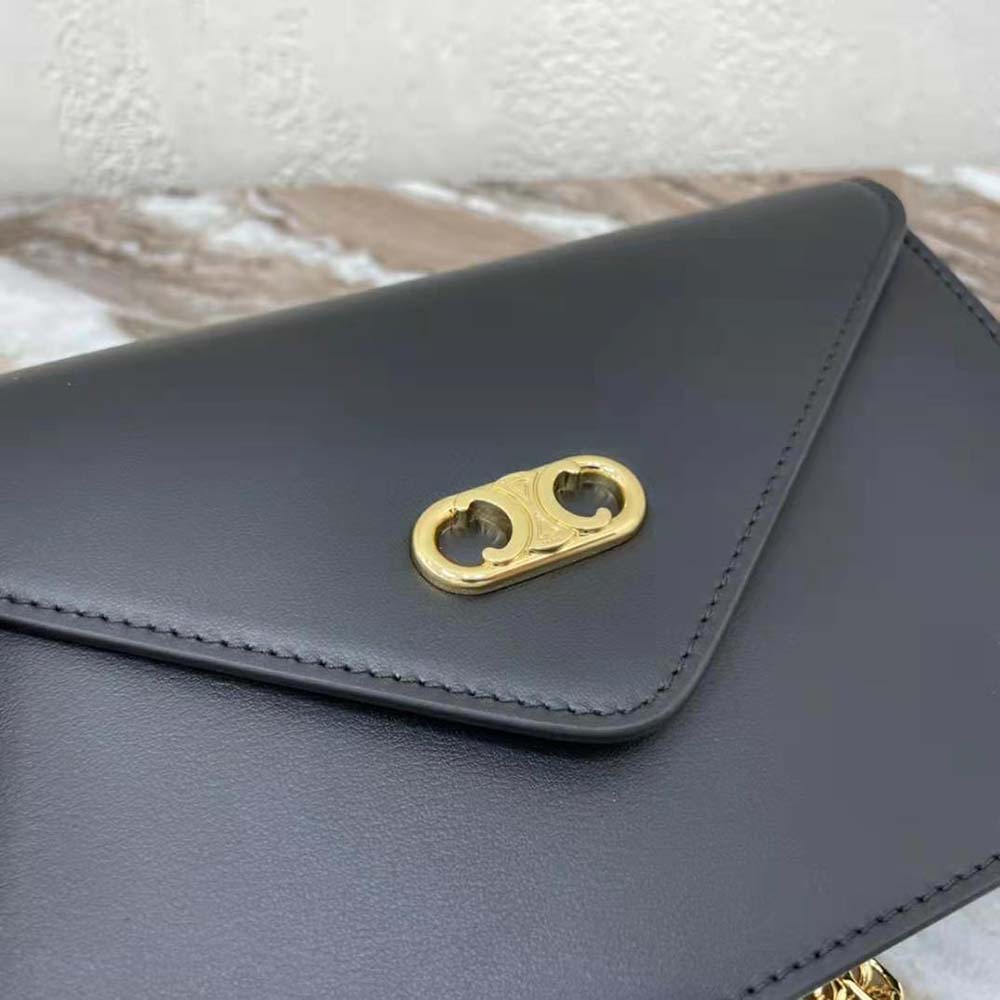 Celine Women Maillon Triomphe Wallet on Chain in Shiny Calfskin-Black - image 8