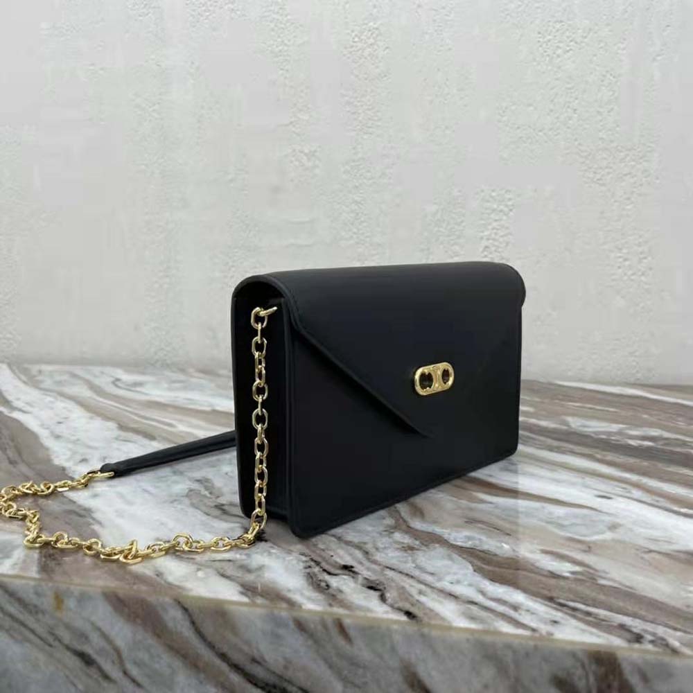 Celine Women Maillon Triomphe Wallet on Chain in Shiny Calfskin-Black - image 4