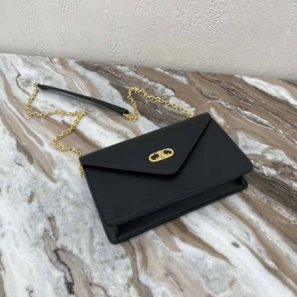 Celine Women Maillon Triomphe Wallet on Chain in Shiny Calfskin-Black - image 5