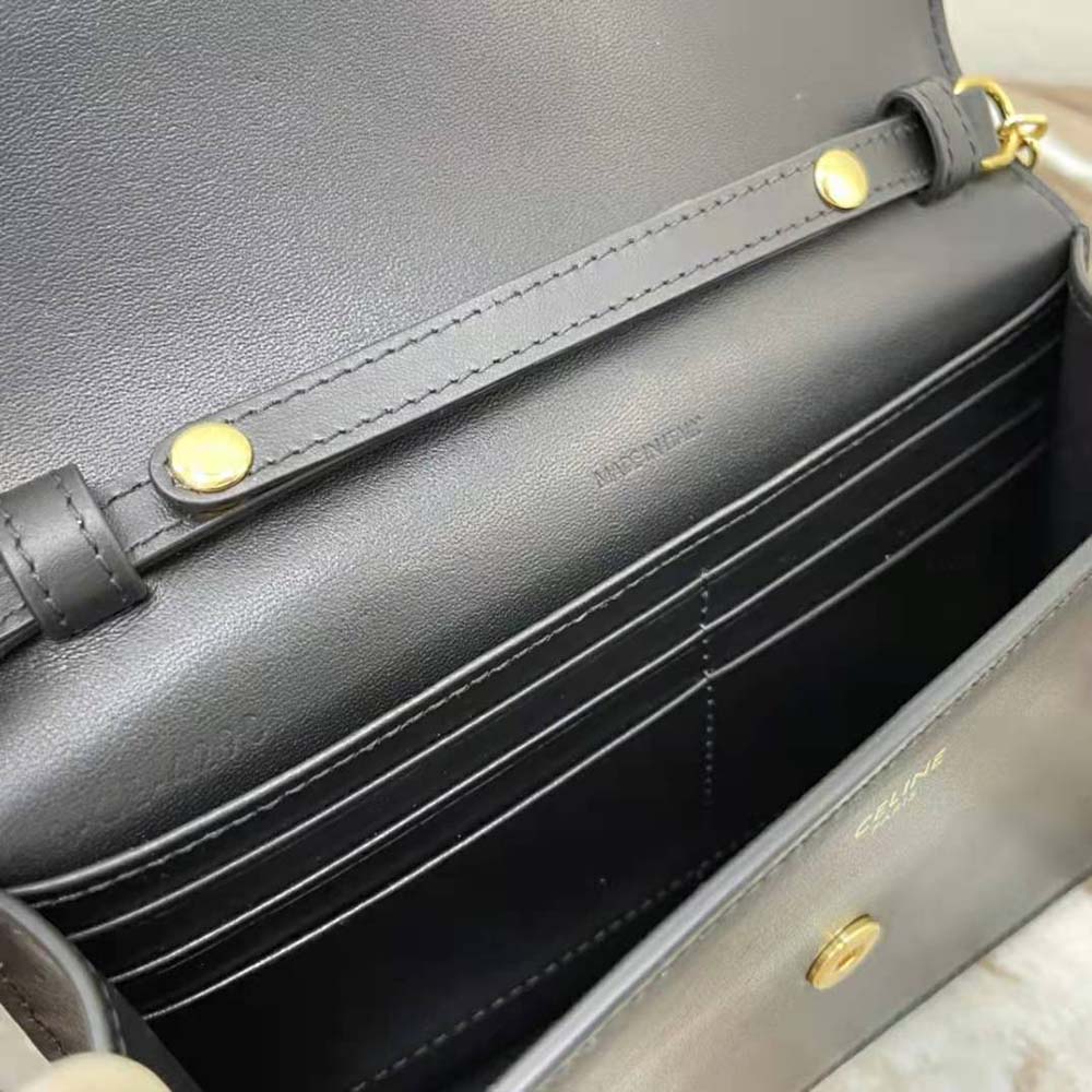 Celine Women Maillon Triomphe Wallet on Chain in Shiny Calfskin-Black - image 10
