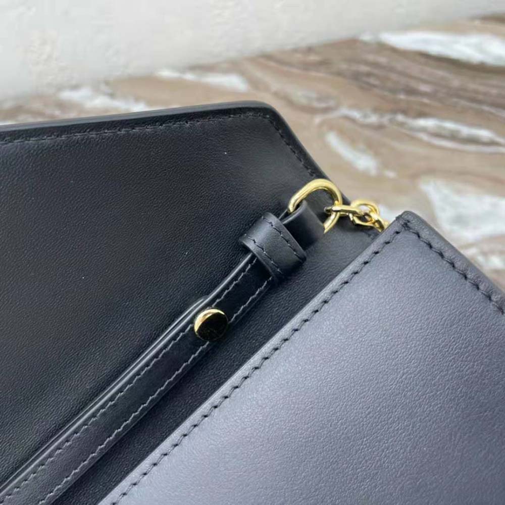 Celine Women Maillon Triomphe Wallet on Chain in Shiny Calfskin-Black - image 9