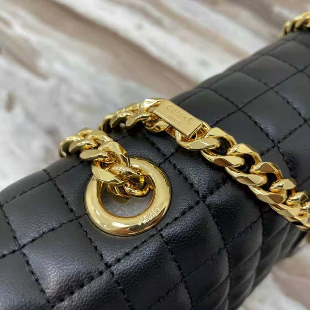 Celine Women Medium Chain Sulky Bag in Quilted Lambskin-Black - image 7