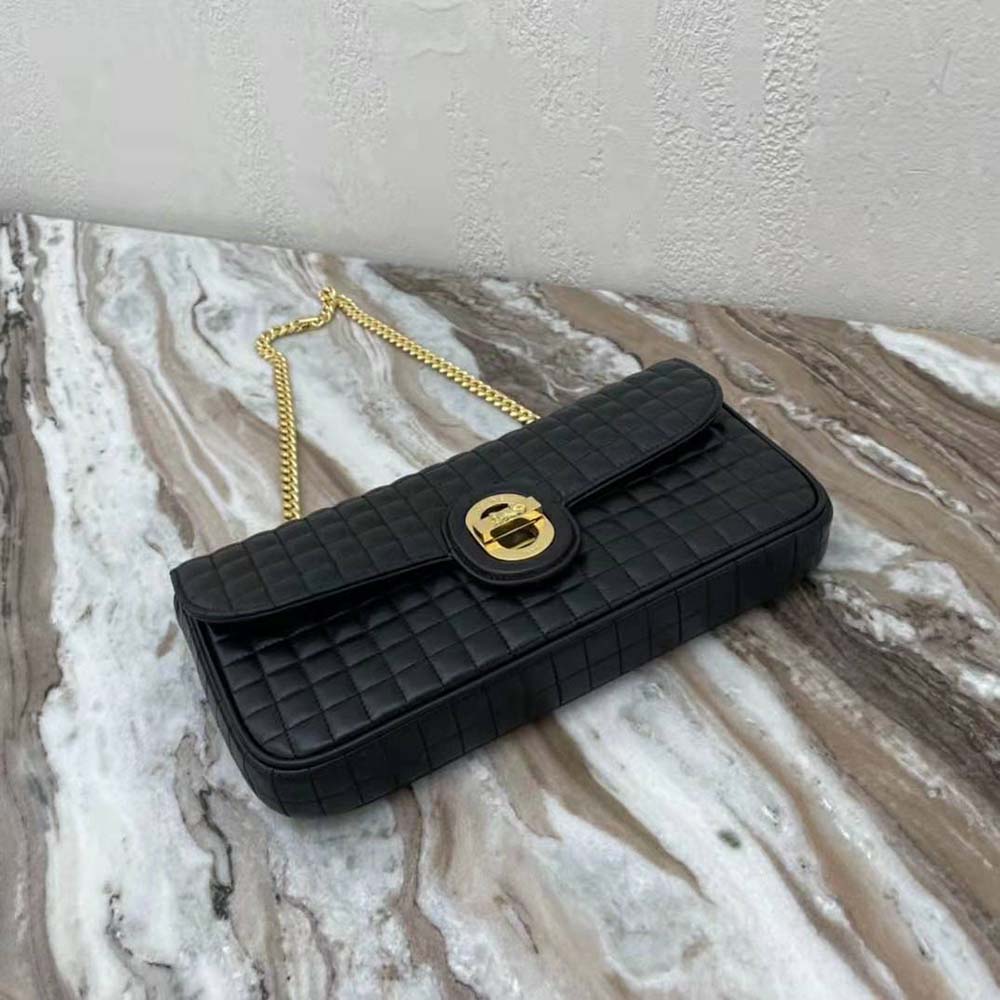 Celine Women Medium Chain Sulky Bag in Quilted Lambskin-Black - image 6