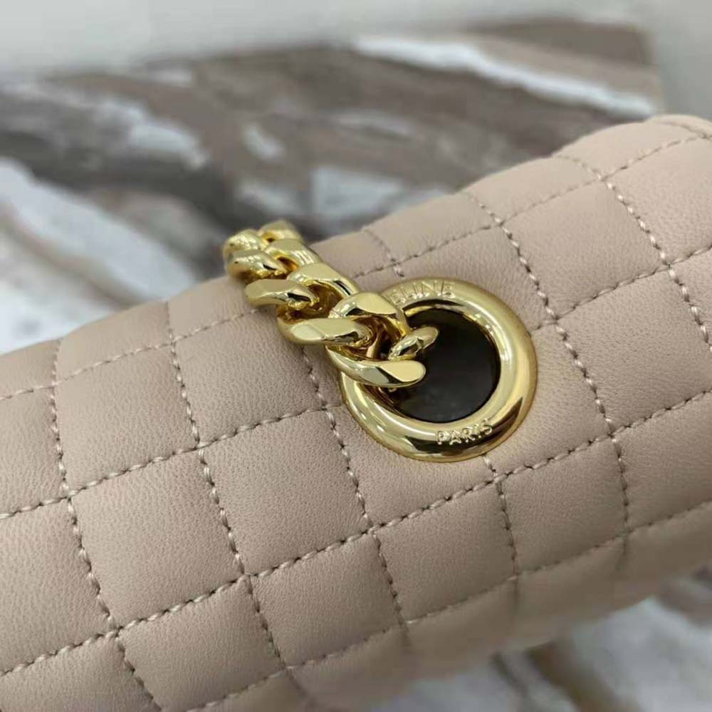 Celine Women Medium Chain Sulky Bag in Quilted Lambskin-Sandy - image 10
