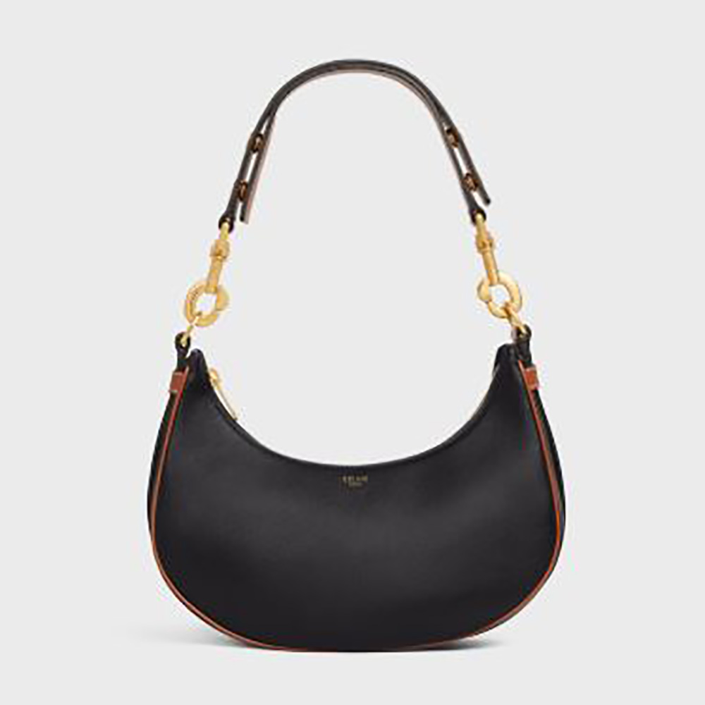 Front view of Celine Women Medium Strap Ava Bag in Smooth Calfskin-Black