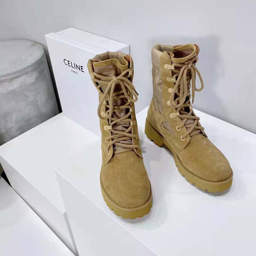Close-up of lace-up detail on Celine Women Outdoor Lace up Boot