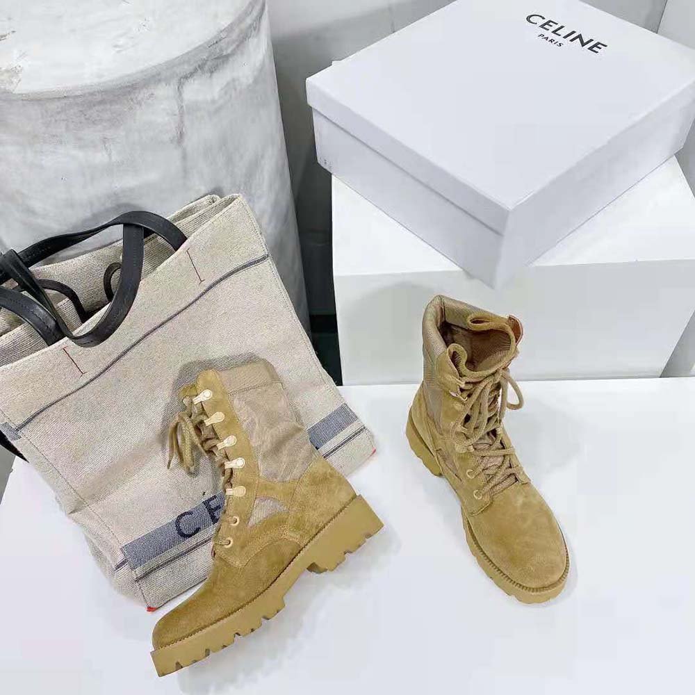 Celine Women Outdoor Lace up Boot in Suede Calfskin and Nylon - image 7