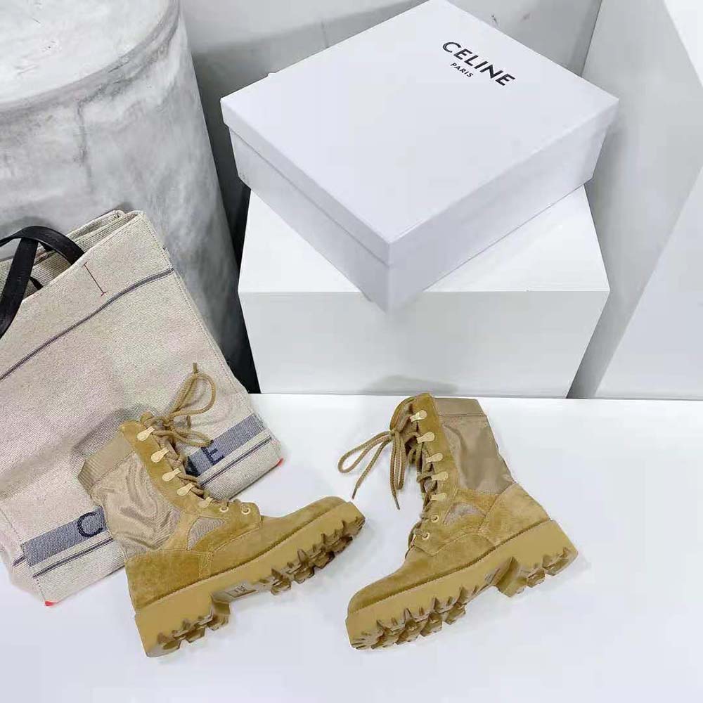 Celine Women Outdoor Lace up Boot in Suede Calfskin and Nylon - image 6