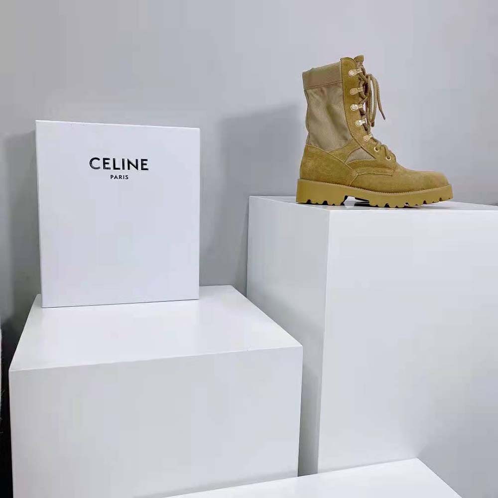 Celine Women Outdoor Lace up Boot in Suede Calfskin and Nylon - image 8