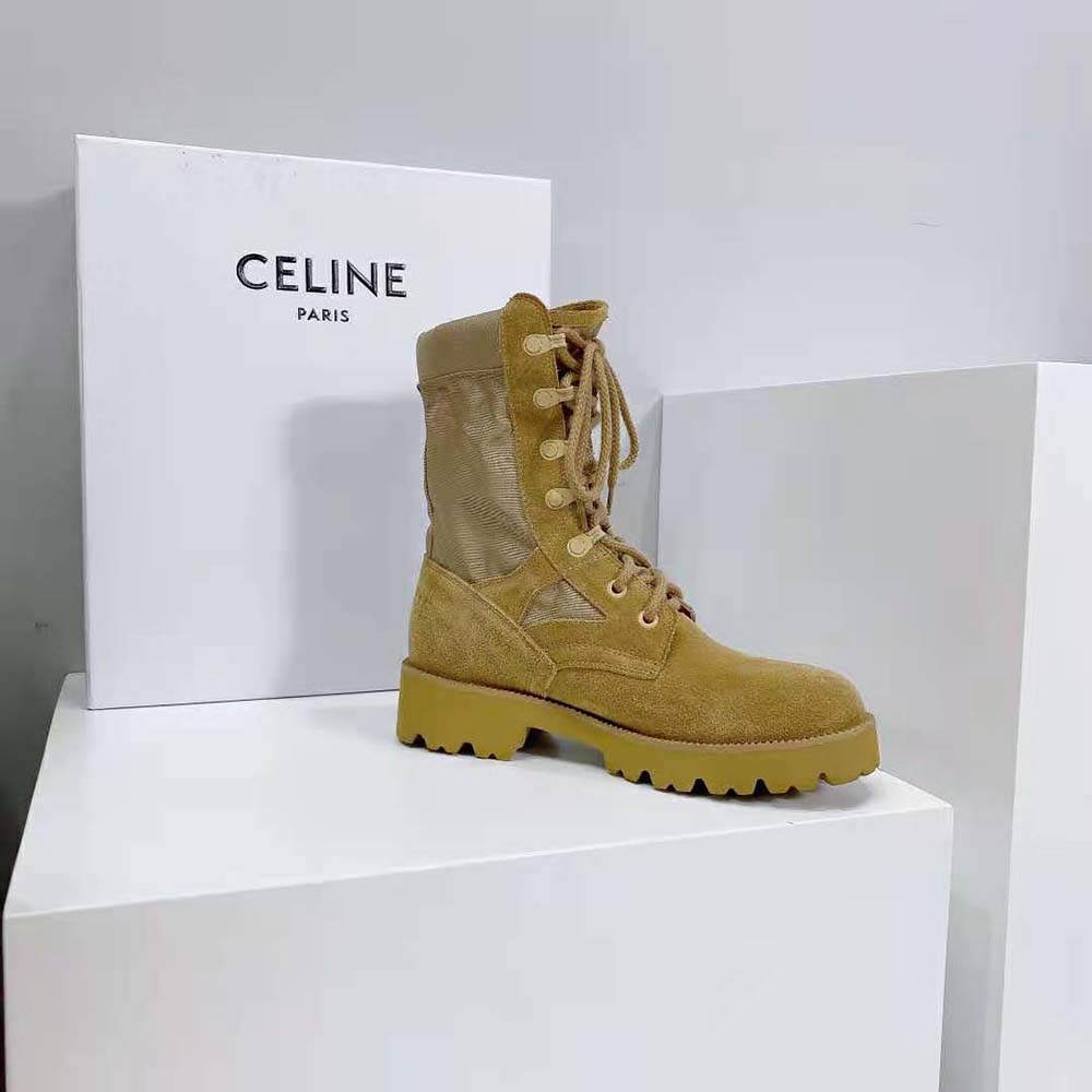 Celine Women Outdoor Lace up Boot in Suede Calfskin and Nylon - image 4