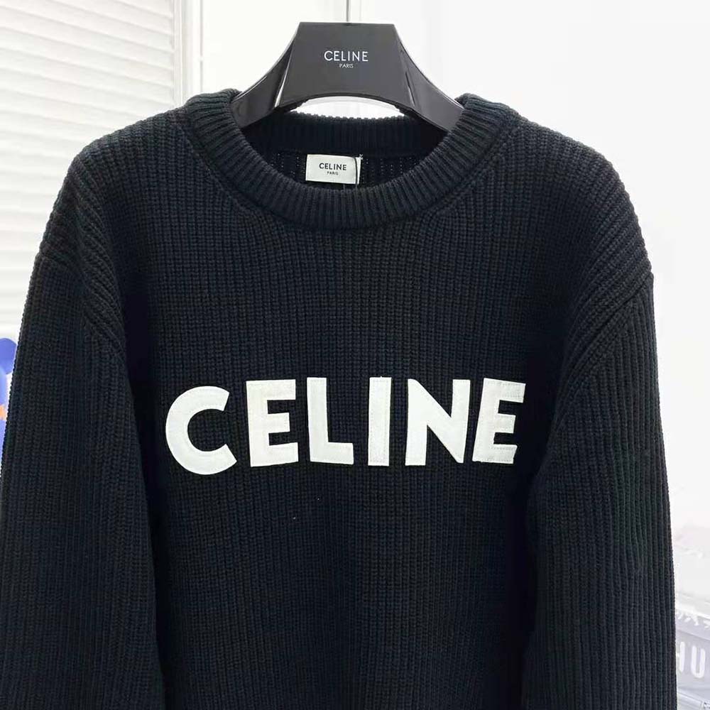 Celine Women Oversized Celine Sweater in Wool-Black - image 4
