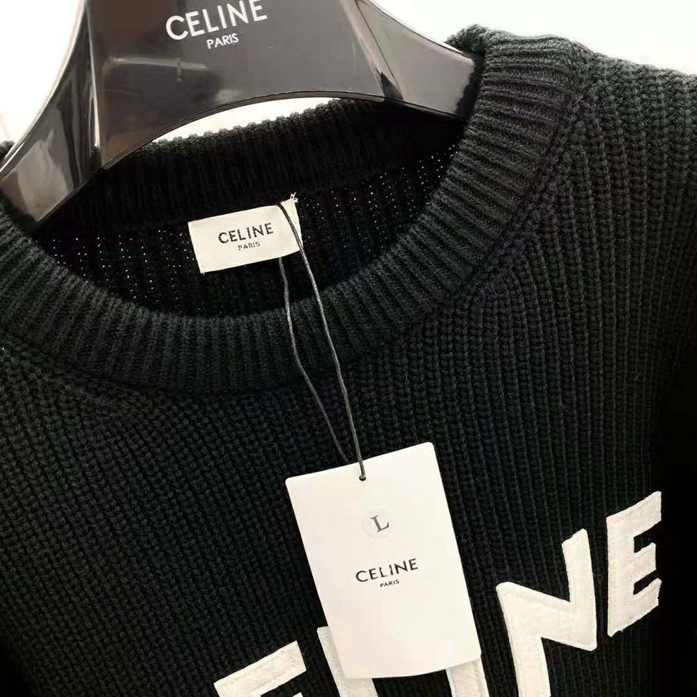Celine Women Oversized Celine Sweater in Wool-Black - image 5