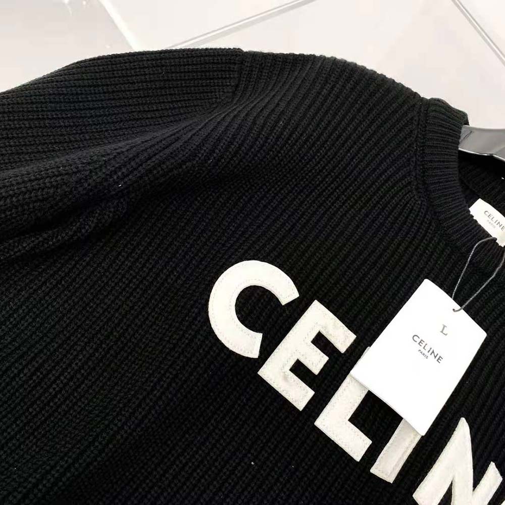 Celine Women Oversized Celine Sweater in Wool-Black - image 6