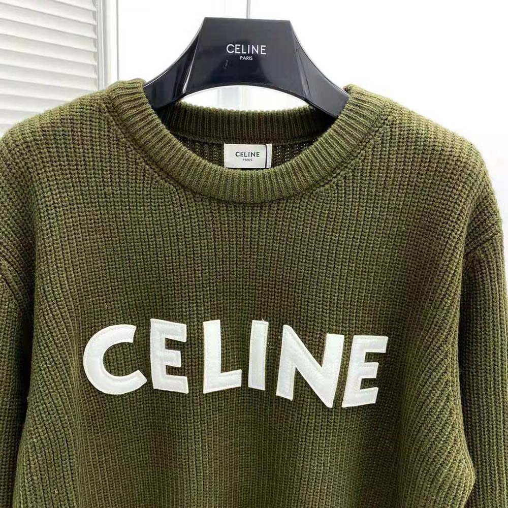Celine Women Oversized Celine Sweater in Wool-Green - image 4