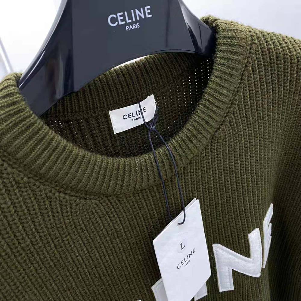 Celine Women Oversized Celine Sweater in Wool-Green - image 5