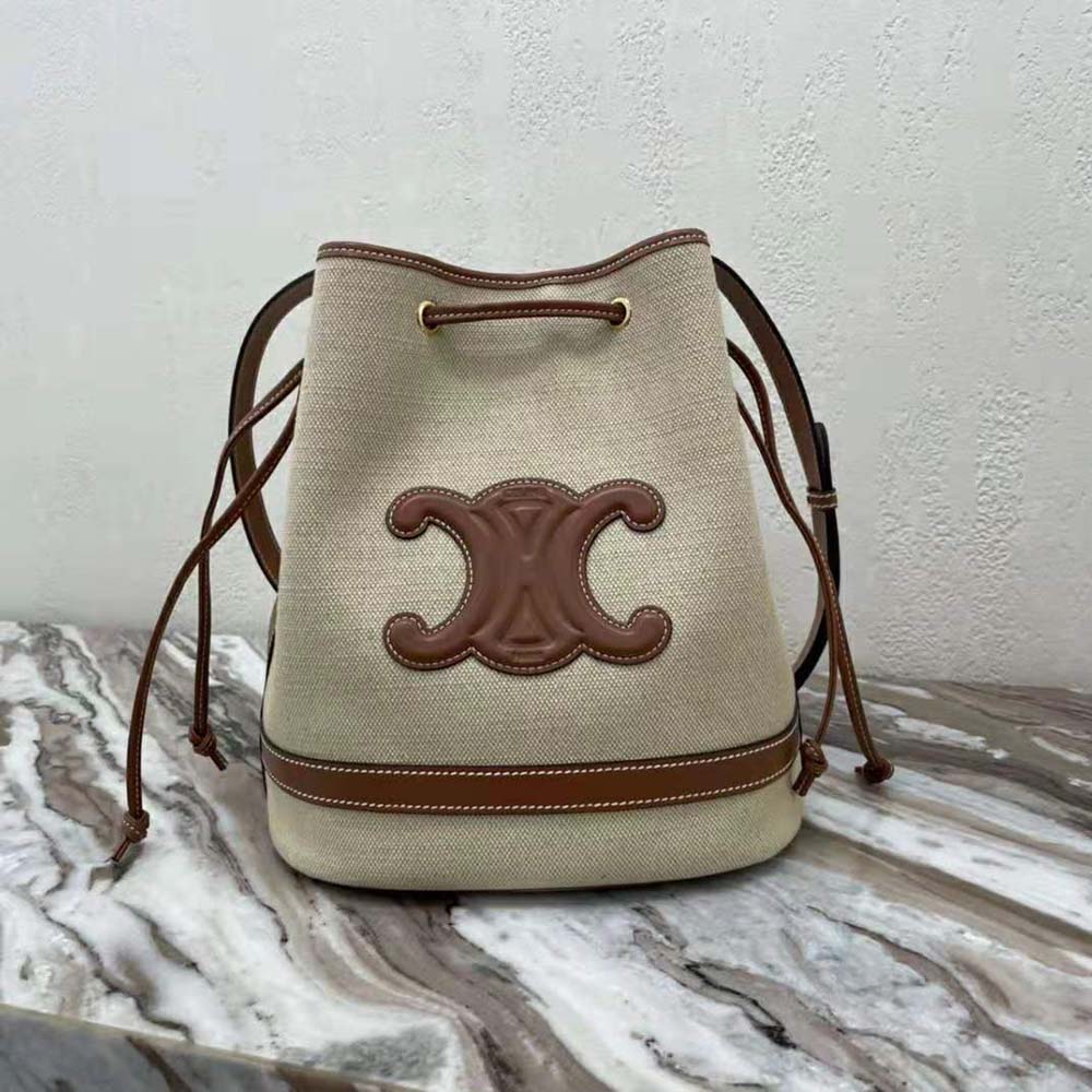 Close-up of drawstring closure on Celine Women Seau Marin