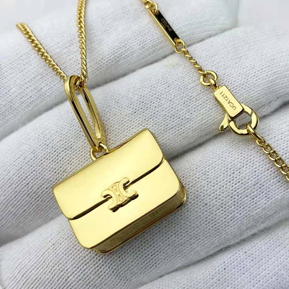Styled image of Celine Women Separables Triomphe Bag Pendant on necklace