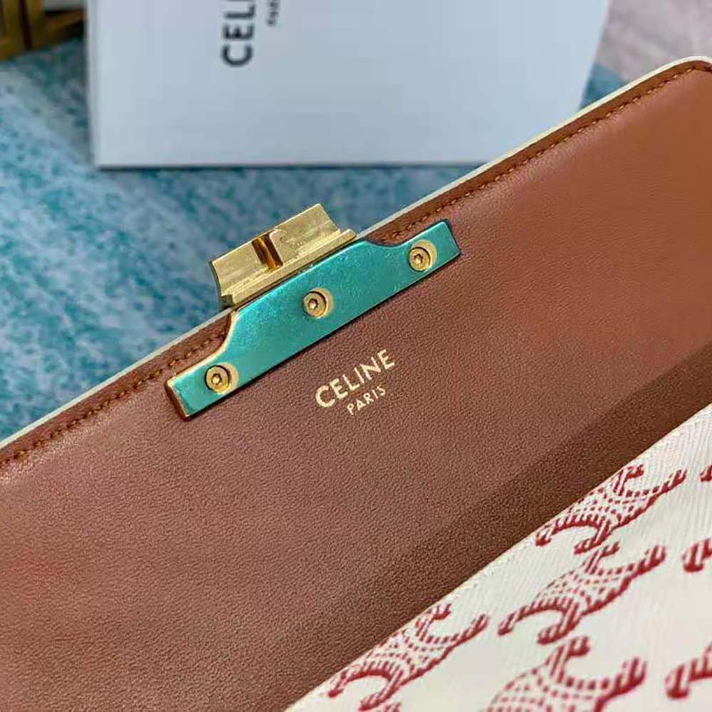 Celine Women Triomphe Shoulder Bag in Triomphe Canvas and Calfskin - image 8