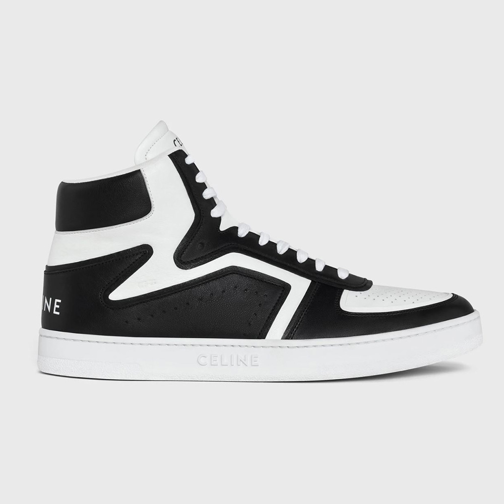 Side profile of Celine Women Z Trainer CT-01 High Top Sneaker in black calfskin