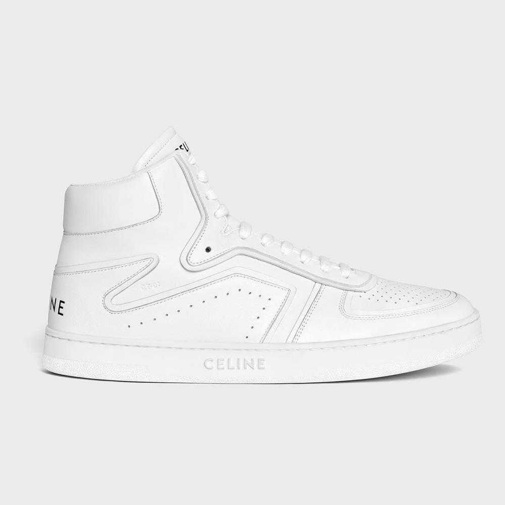Side profile of Celine Women Z Trainer CT-01 High Top Sneaker in Calfskin-White