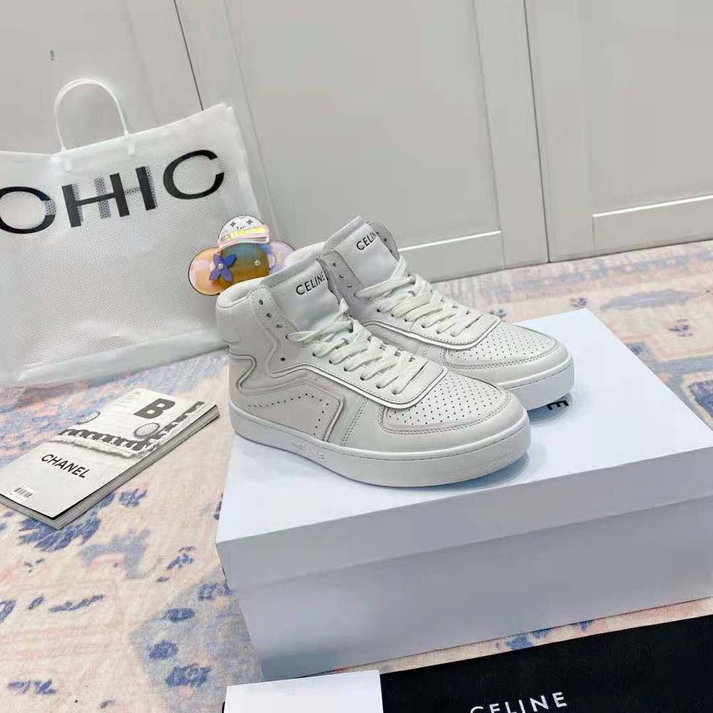 Top view showcasing laces and high-top silhouette of Celine sneaker