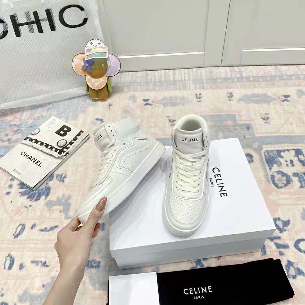 Celine Women Z Trainer CT-01 High Top Sneaker in Calfskin-White - image 5