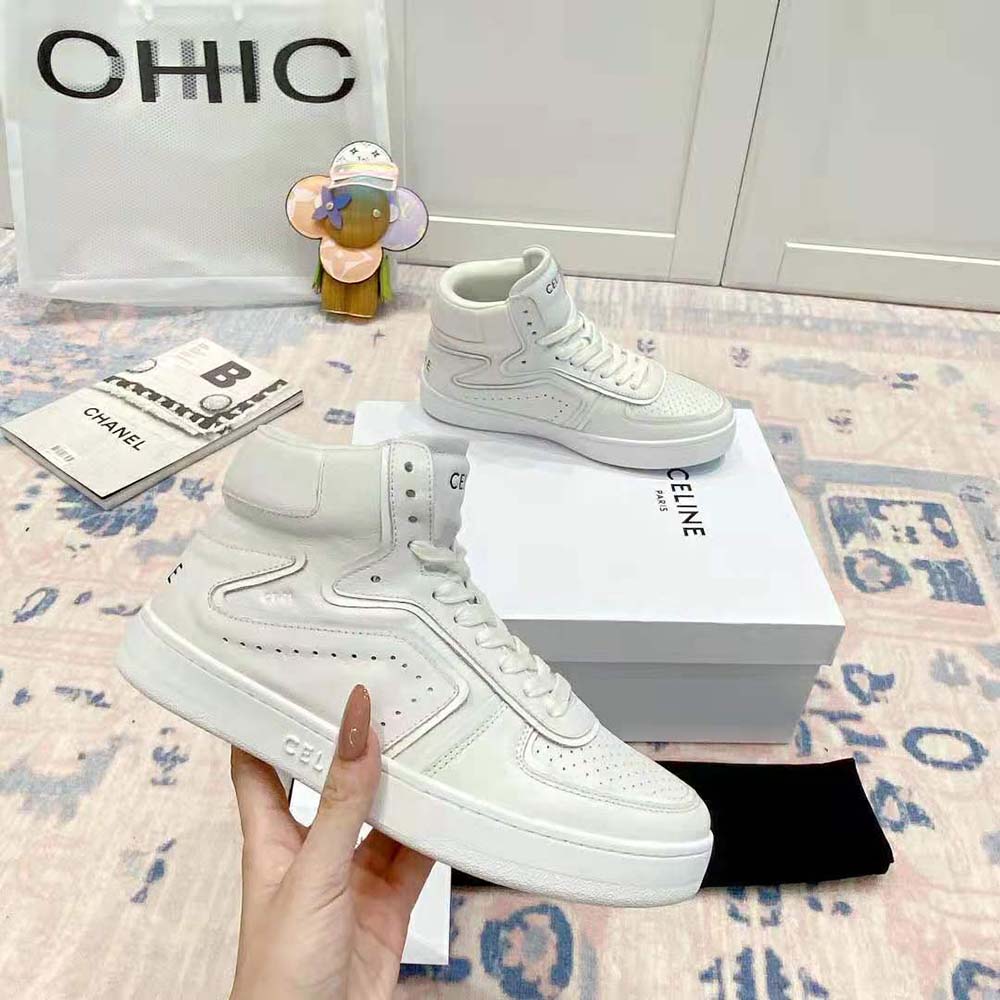 Celine Women Z Trainer CT-01 High Top Sneaker in Calfskin-White - image 6
