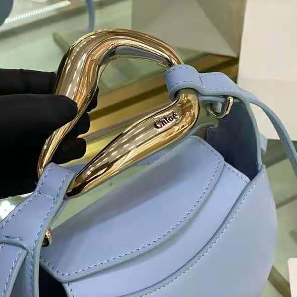 Chloe Women Kiss Small Purse in Small Grain Calfskin-Blue - image 9