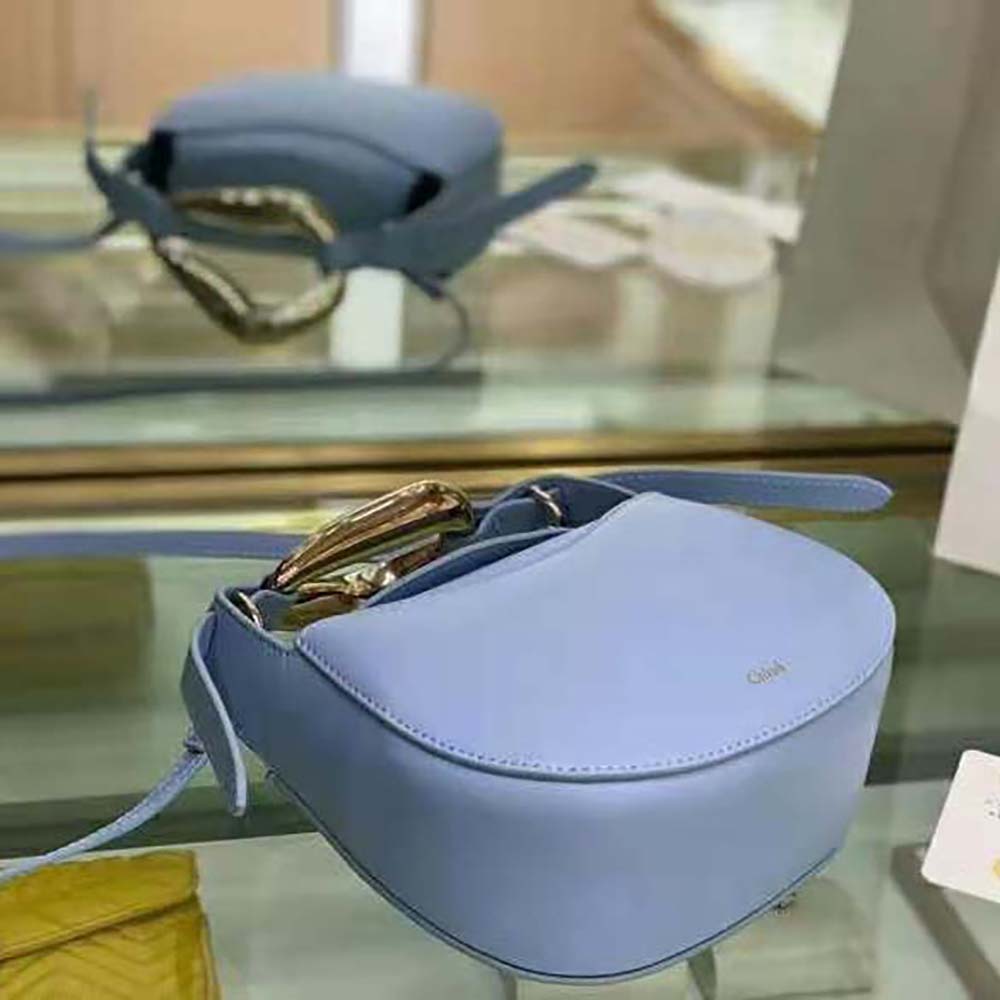 Chloe Women Kiss Small Purse in Small Grain Calfskin-Blue - image 7