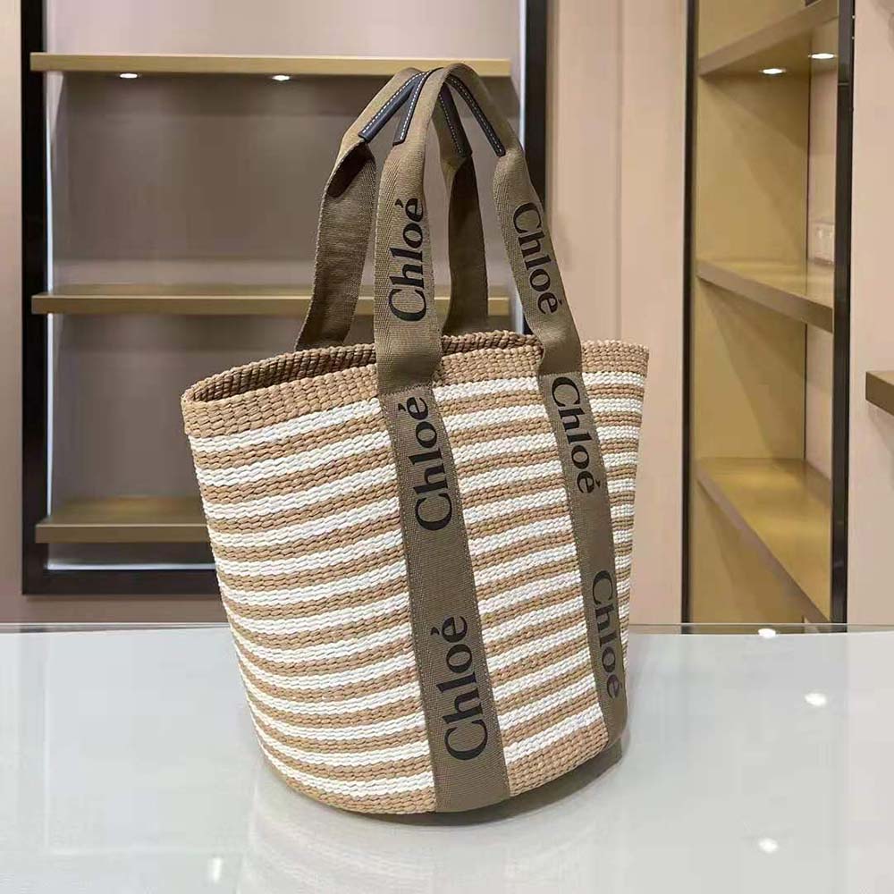 Chloe Women Large Woody basket in Fair-Trade Paper with the Woody Ribbon - image 4