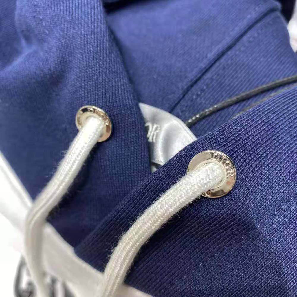 Dior Men Dior and Kenny Scharf Hooded Sweatshirt Deep Blue and White Cotton Fleece - image 8