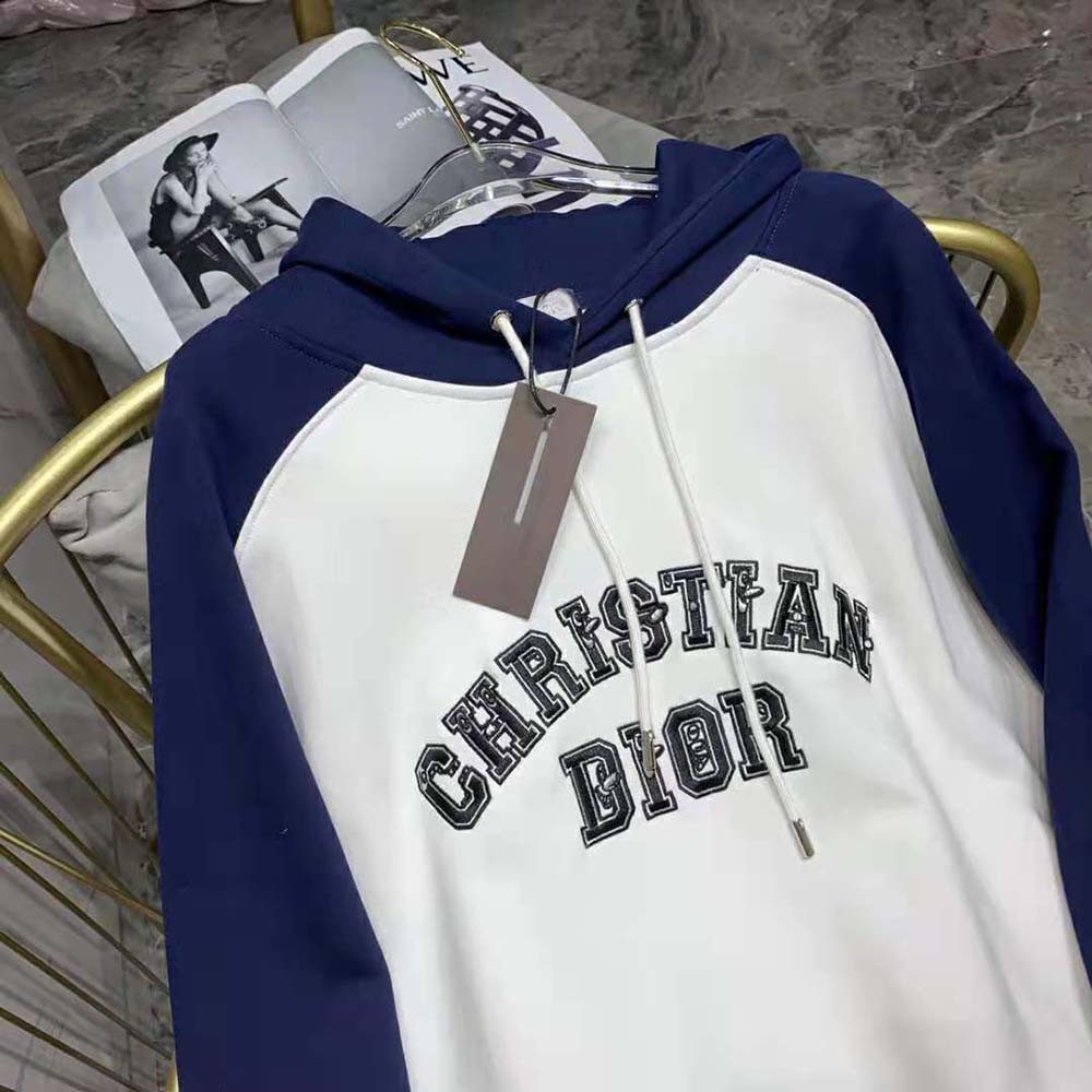 Dior Men Dior and Kenny Scharf Hooded Sweatshirt Deep Blue and White Cotton Fleece - image 7
