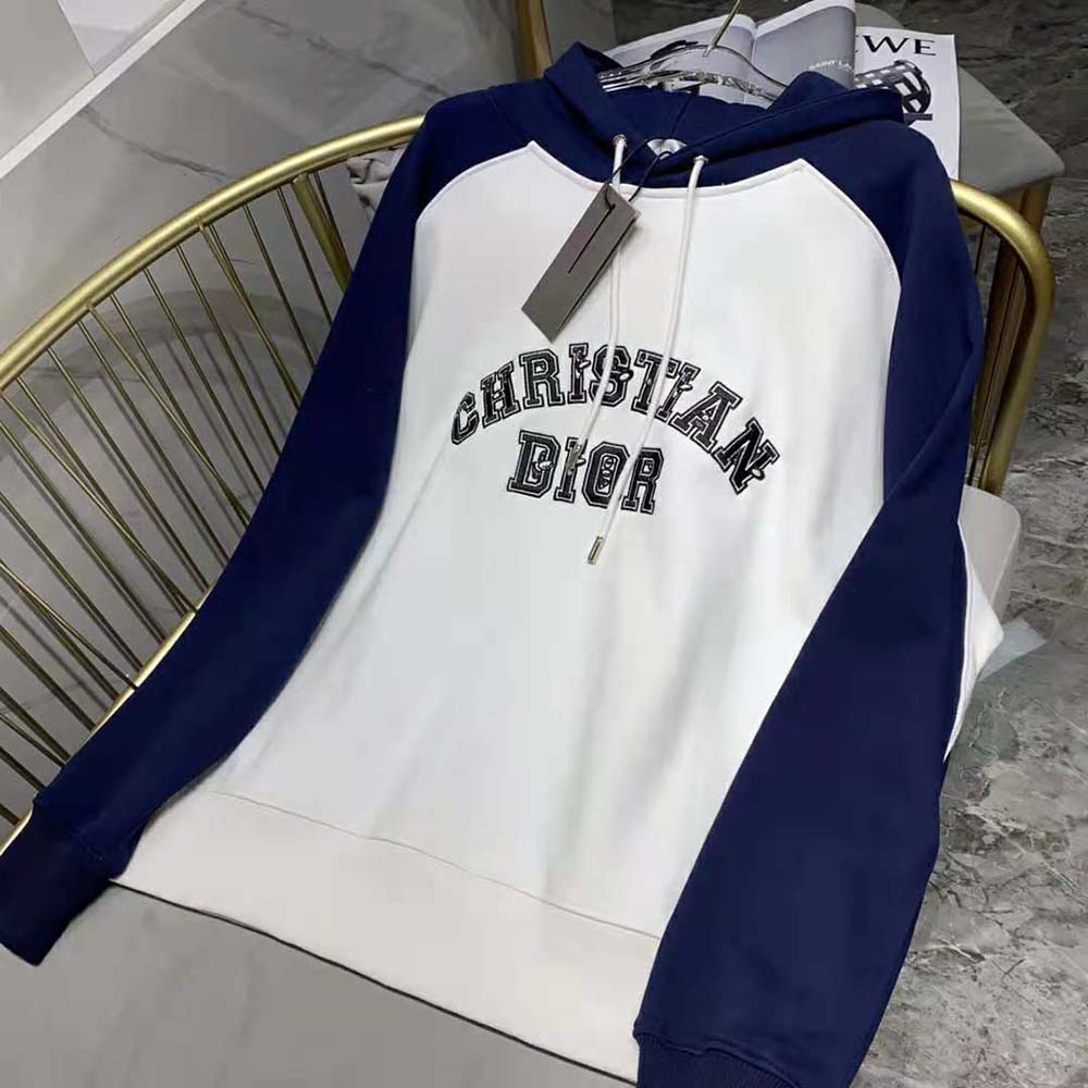 Dior Men Dior and Kenny Scharf Hooded Sweatshirt Deep Blue and White Cotton Fleece - image 4