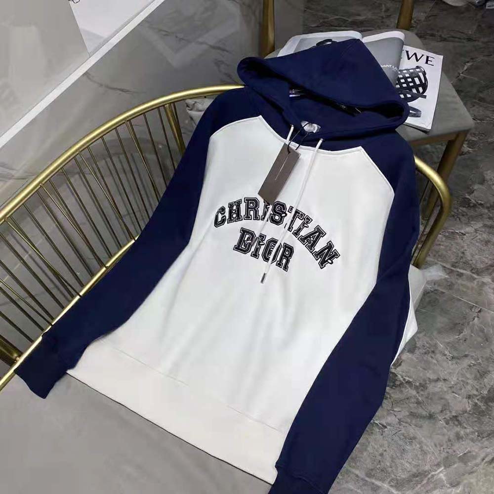 Dior Men Dior and Kenny Scharf Hooded Sweatshirt Deep Blue and White Cotton Fleece - image 5