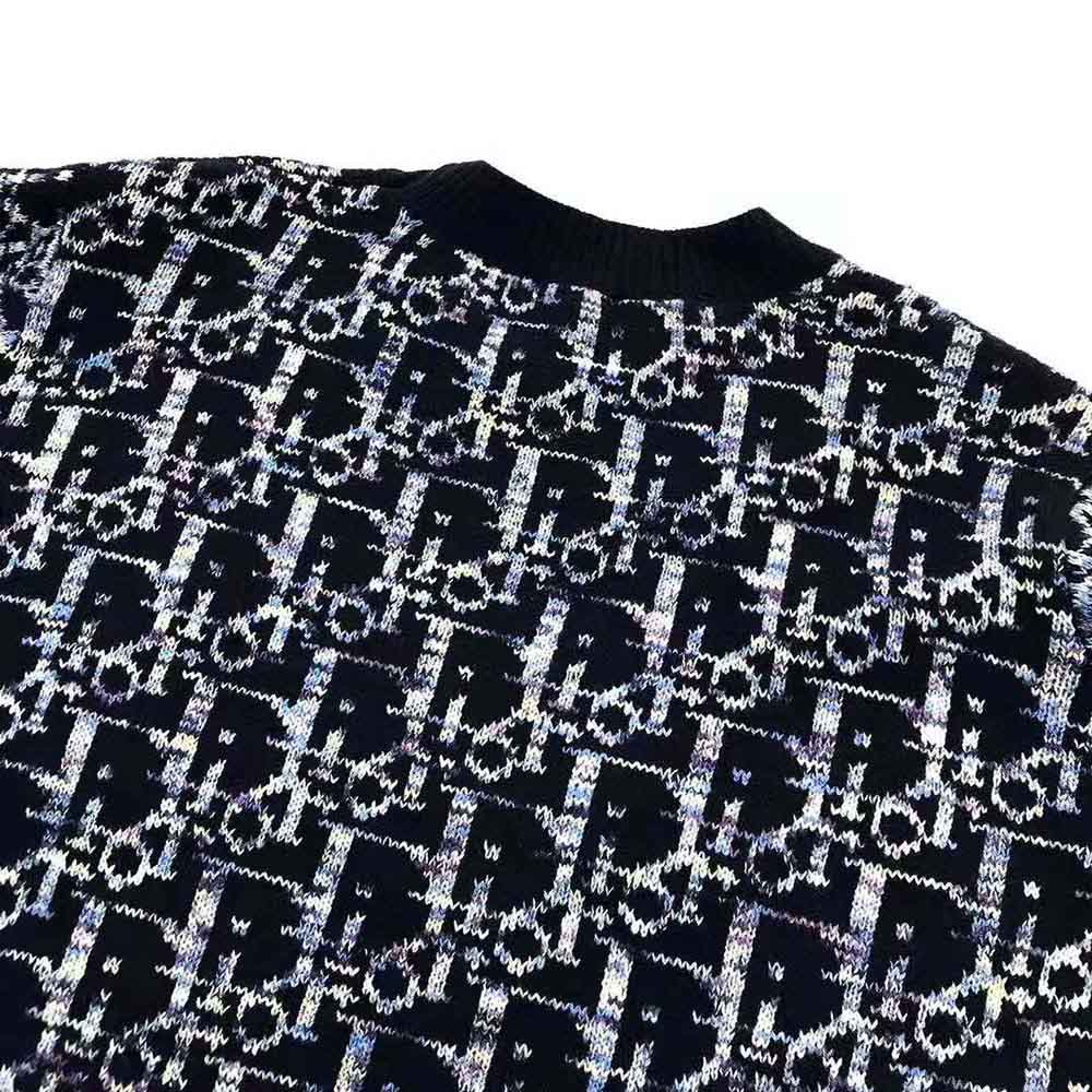 Dior Men Oblique Sweater Navy Blue Wool Jacquard - image 8