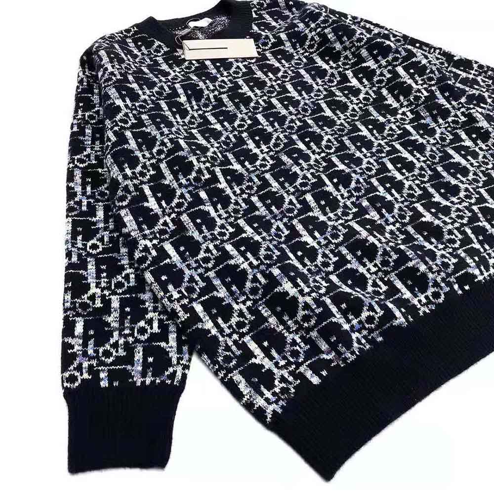 Dior Men Oblique Sweater Navy Blue Wool Jacquard - image 6