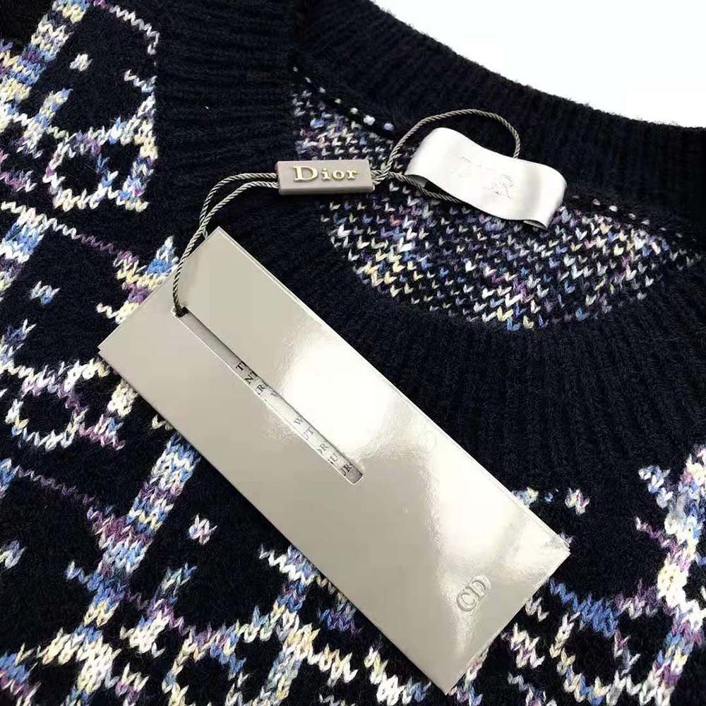 Dior Men Oblique Sweater Navy Blue Wool Jacquard - image 10