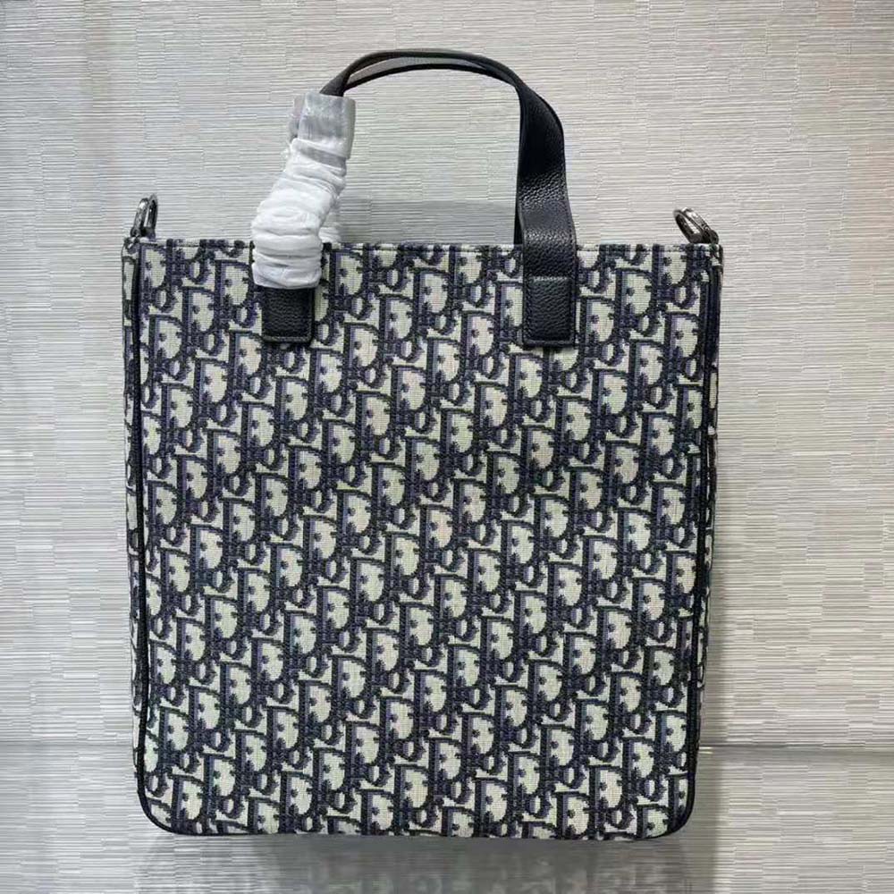 Dior Men Saddle Tote Bag with Shoulder Strap Beige and Black Dior Oblique Jacquard - image 5